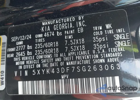 2025 Kia Sportage Sx z USA, uszkodzony, nr VIN 5XYK43DF7SG263063